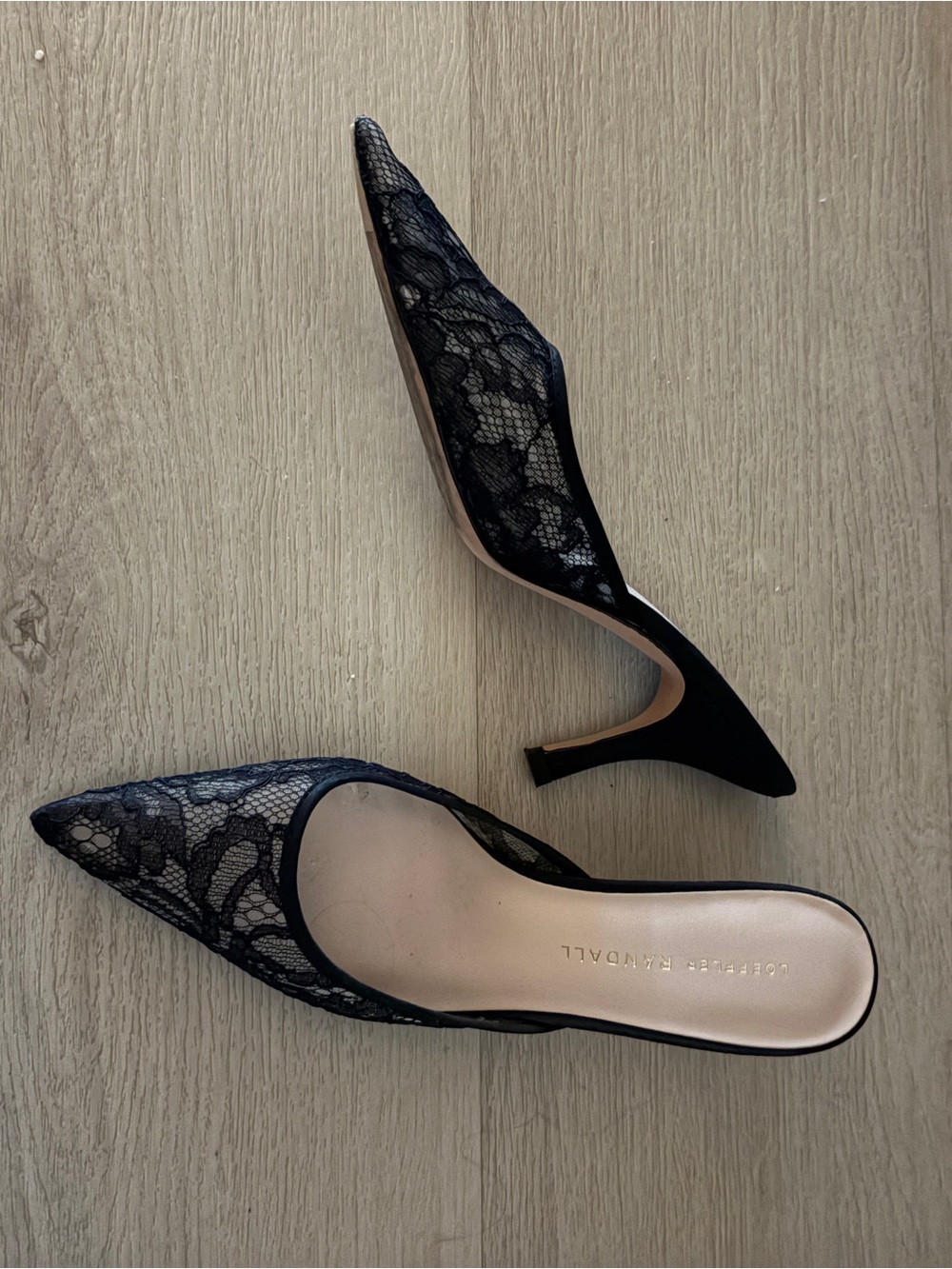 Loeffler Randall Black Lace Pointed Toe Slingback Pumps - Picture 2 of 6